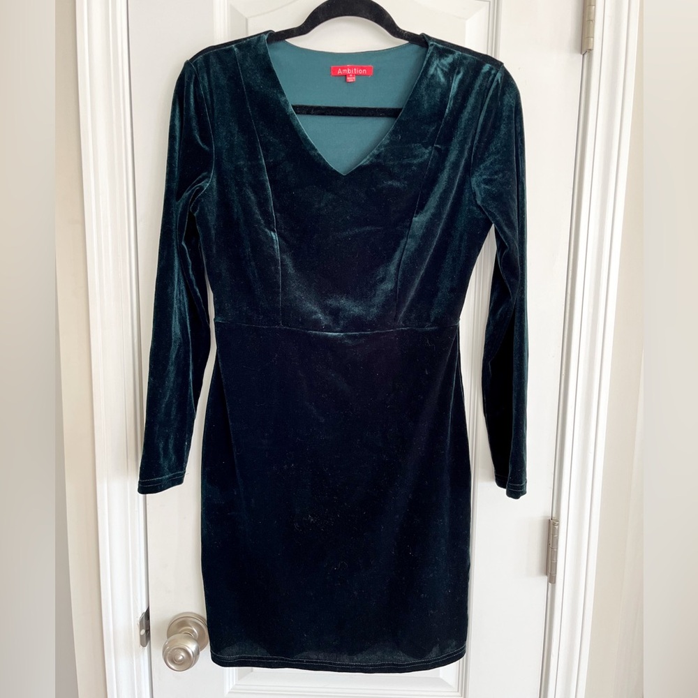 Emerald Green Velvet Mini Dress